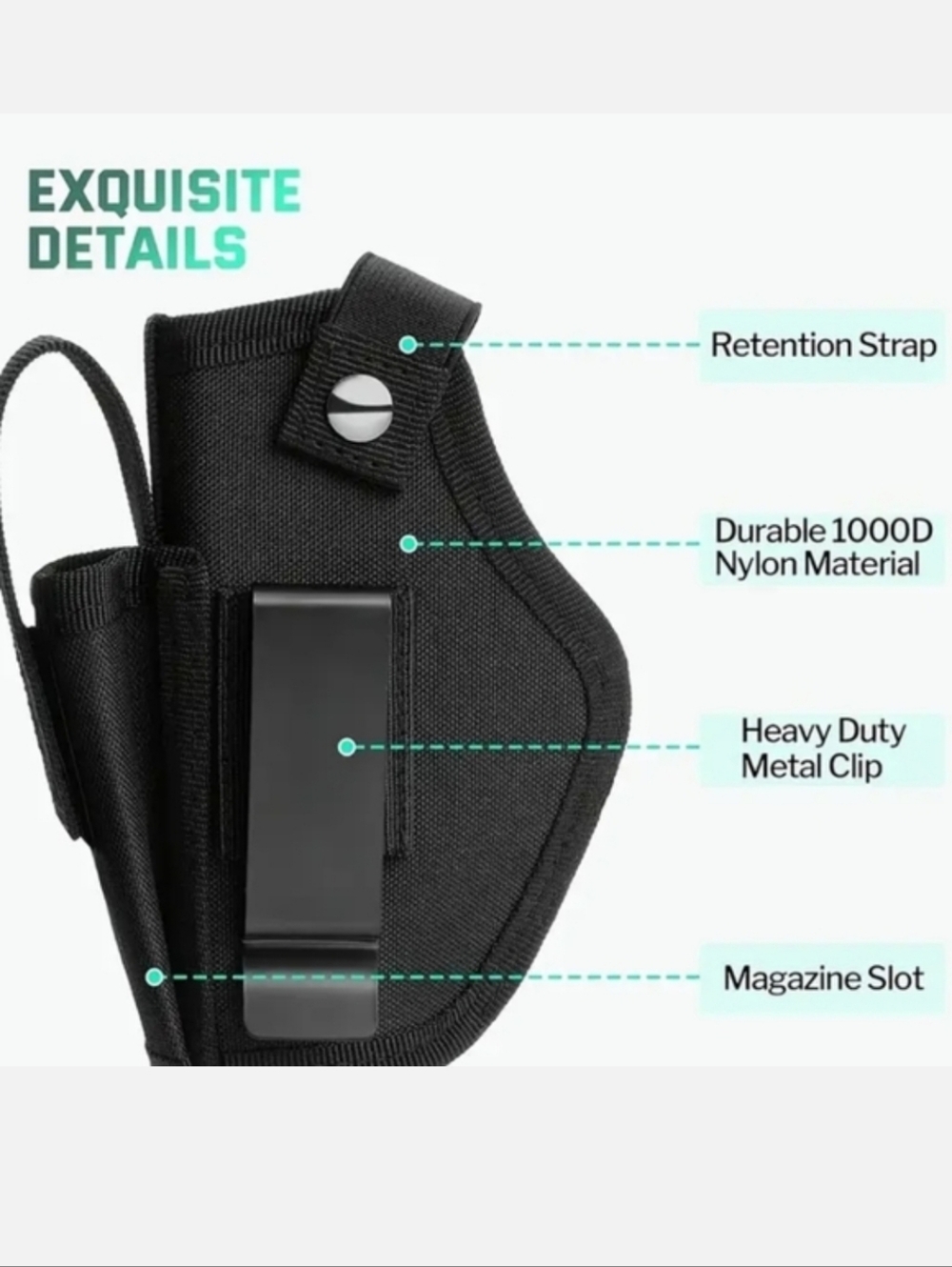 NEW Durable Holster Ambidextrous Universal Gun Holster Concealed Carry Black - Picture 5 of 7